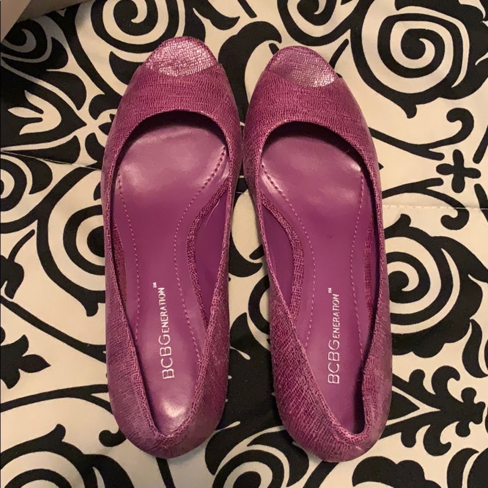 New! BCBG Raspberry Colored Open Toe Heels. NWT!